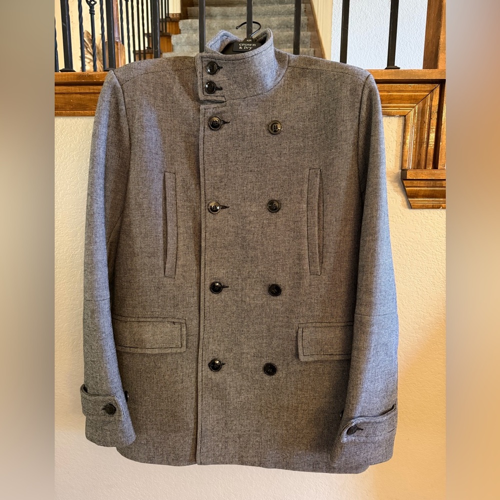 H&M Gray Double-Breasted Pea Coat